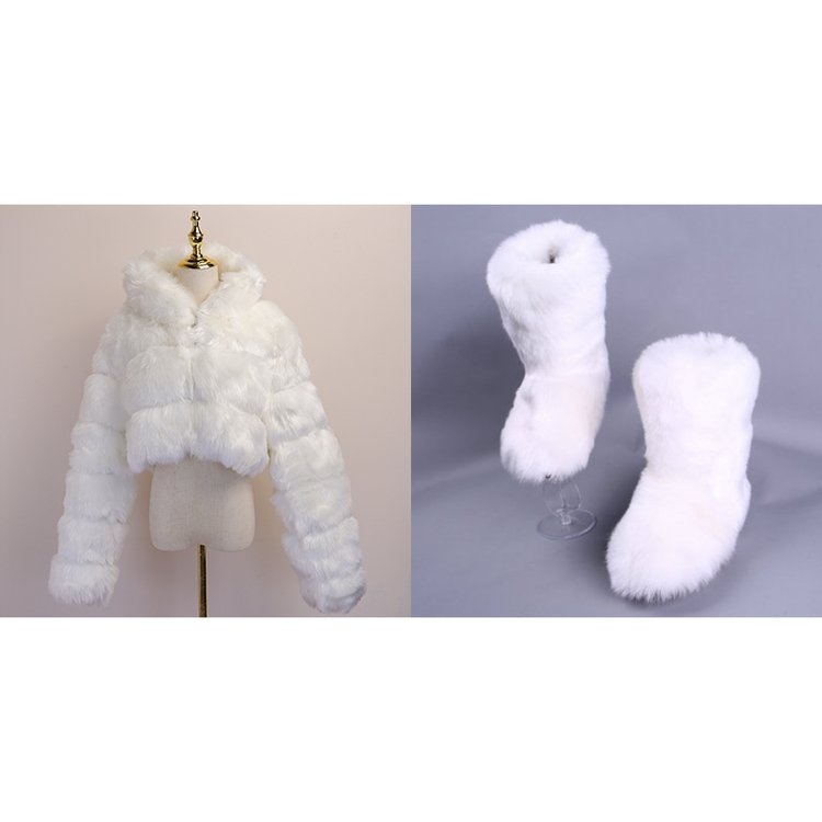 High Quality Winter Snow Faux Fur Boots and Headbands Set