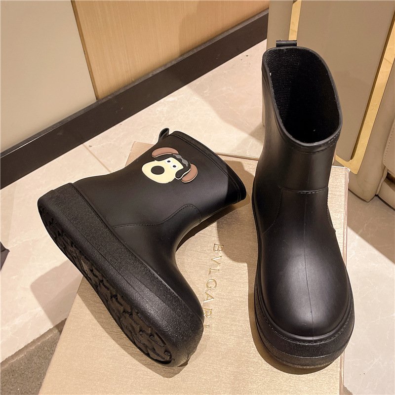 Fashion Rain Shoes Women Japanese Plus Velvet European And American Rain boots Non-slip Water Shoes Soft Soled Rubber Shoes