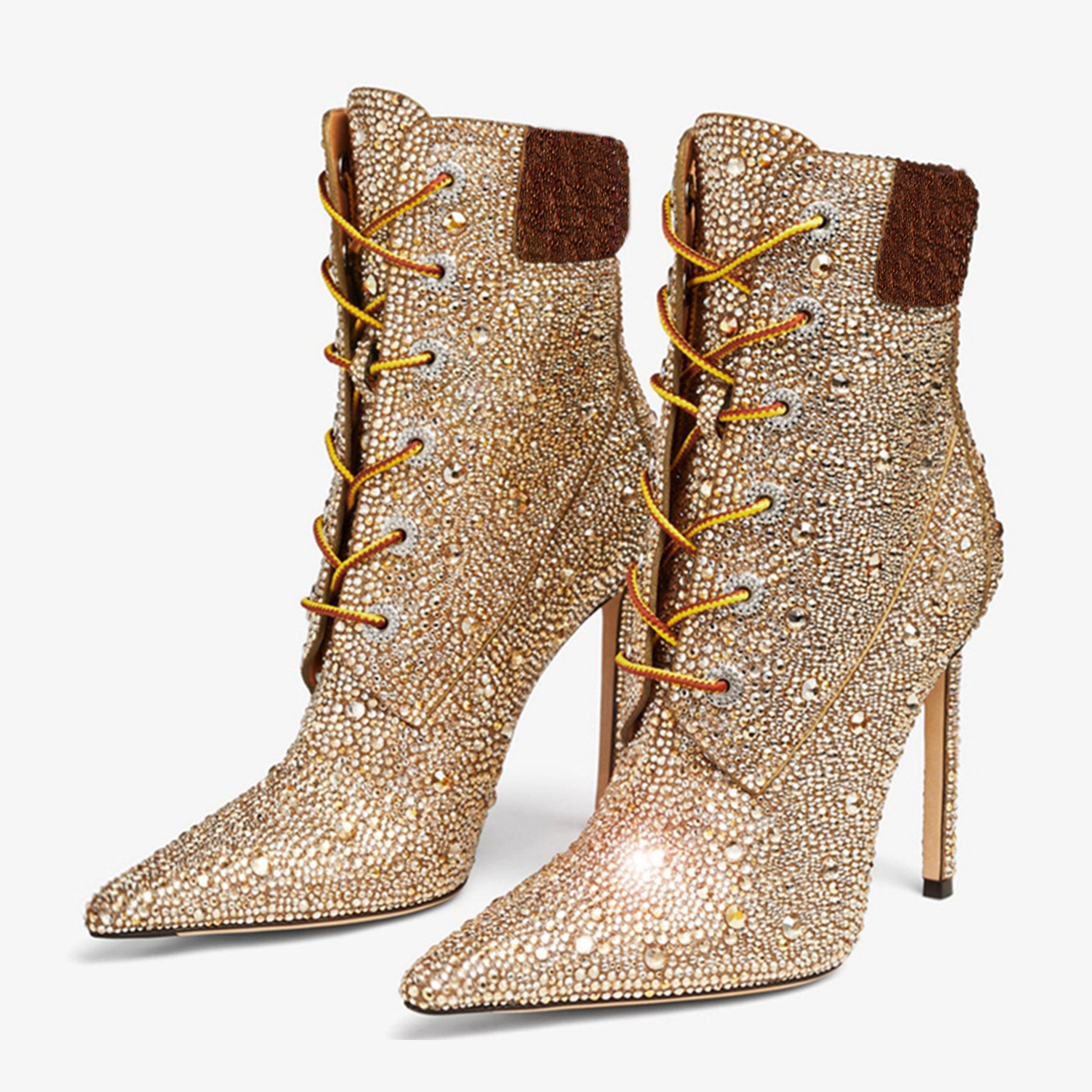 Fashion Trend Women 11.5cm Stiletto Thin Heels Luxury Shoes Custom Flash Diamonds High-heeled Short Boots Women Ankle Boots