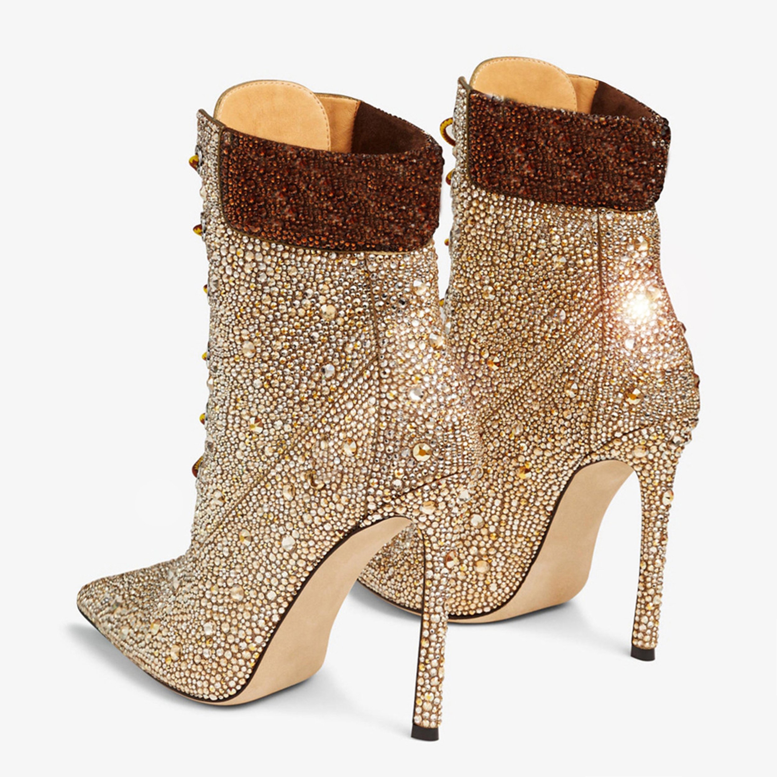 Fashion Trend Women 11.5cm Stiletto Thin Heels Luxury Shoes Custom Flash Diamonds High-heeled Short Boots Women Ankle Boots