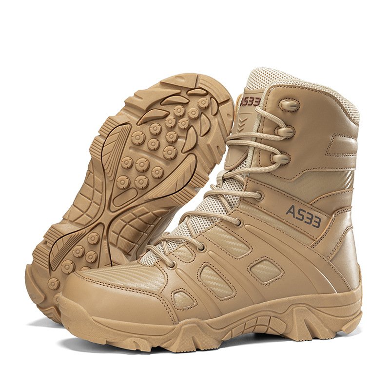 2023 Outdoor Field Training Combat Hiking Boots Middle Cut Ankle Cleats Shoes for Summer and Spring PU Adult Winter Shoes Unisex