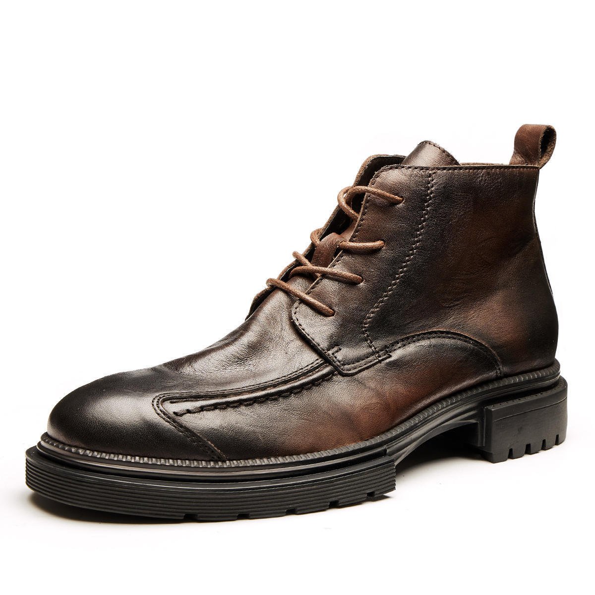 Custom Logo Mens Fashion Zipper Casual Boots Men Pu Leather Thick Sole Height Increasing Boot Men's Dress & Oxford Shoes