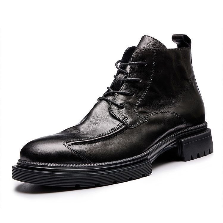 Custom Logo Mens Fashion Zipper Casual Boots Men Pu Leather Thick Sole Height Increasing Boot Men's Dress & Oxford Shoes