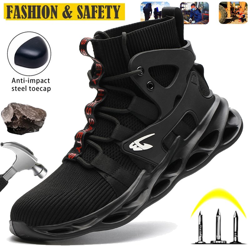 Breathable Men's Safety Working Boots Waterproof Non-slip EVA Steel toe Safety Shoes for USA shipping