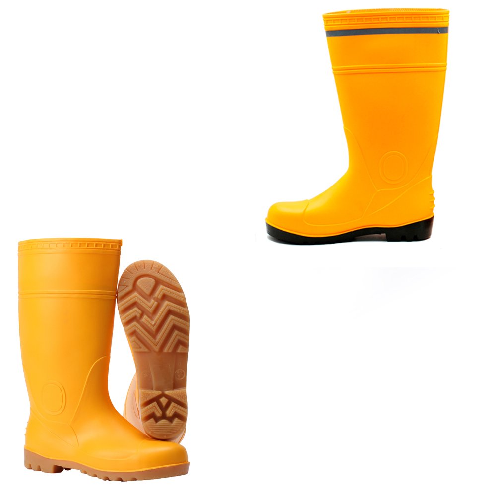 Yellow unisex PVC Water Rain boots safety gum boots rubber boots for adults men waterproof anti-slip