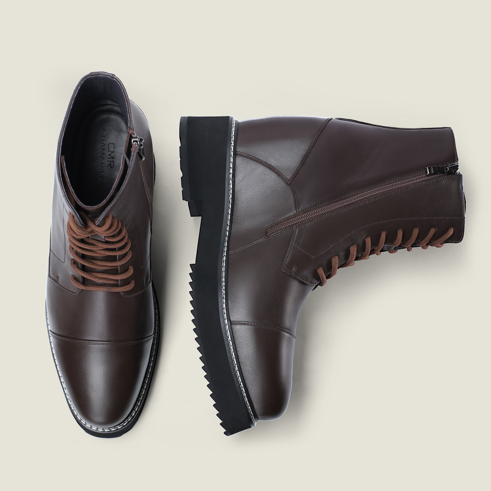 Wholesale High Ankle Boots Brown Lace up Men Genuine Leather Invisible Elevator 14cm Boots Winter Boots Winter Shoes