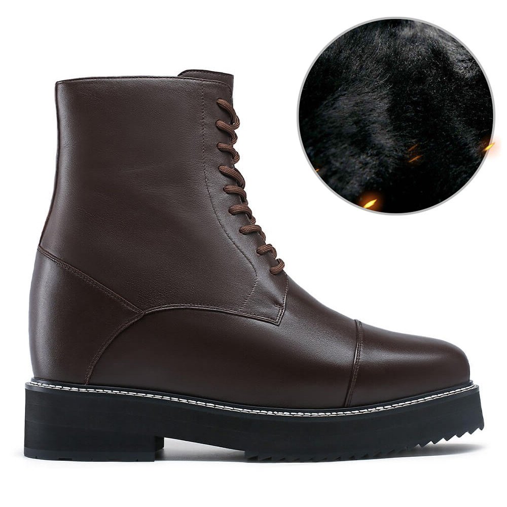 Wholesale High Ankle Boots Brown Lace up Men Genuine Leather Invisible Elevator 14cm Boots Winter Boots Winter Shoes