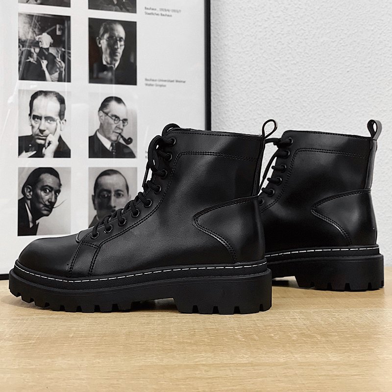 Wholesale Martin Boots Men's Autumn And Spring Thick Bottom Middle Tube Lace Up British Short Boots