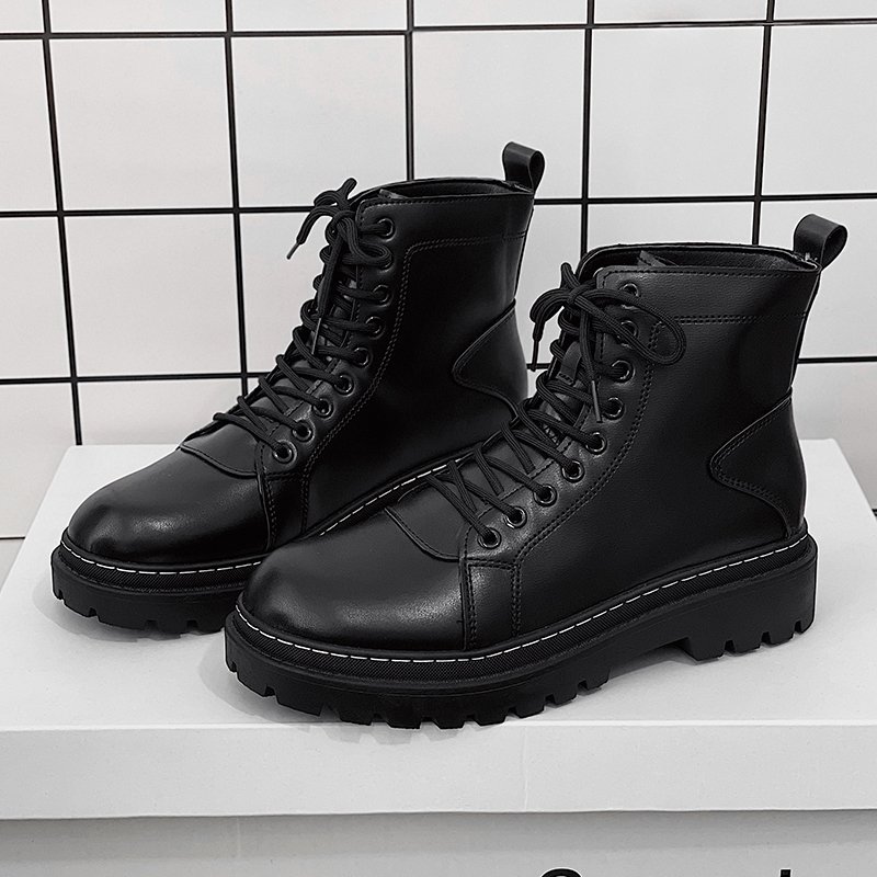 Wholesale Martin Boots Men's Autumn And Spring Thick Bottom Middle Tube Lace Up British Short Boots