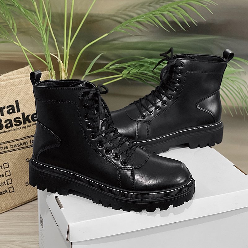 Wholesale Martin Boots Men's Autumn And Spring Thick Bottom Middle Tube Lace Up British Short Boots