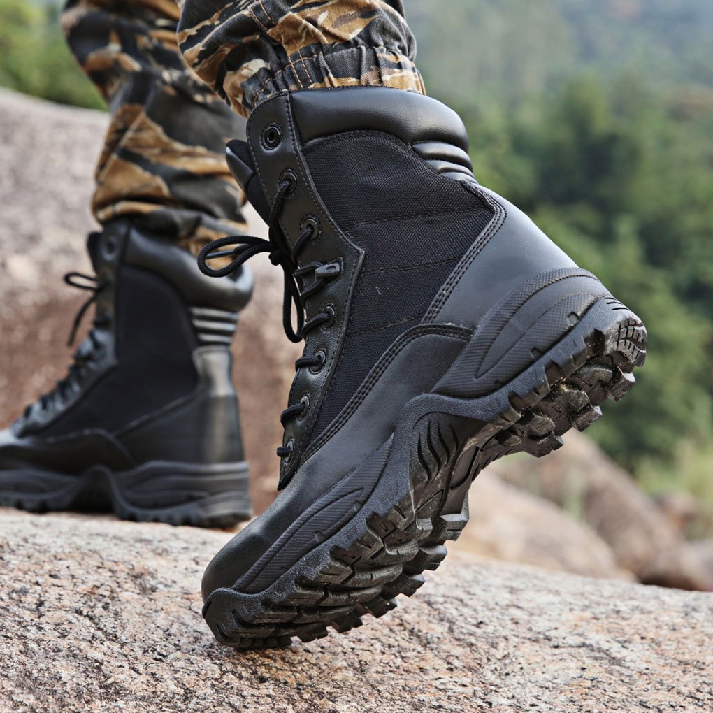 Slip Resistant Suede Leather Desert Mens Boots Black Leather Combat Boots Tactical Boots