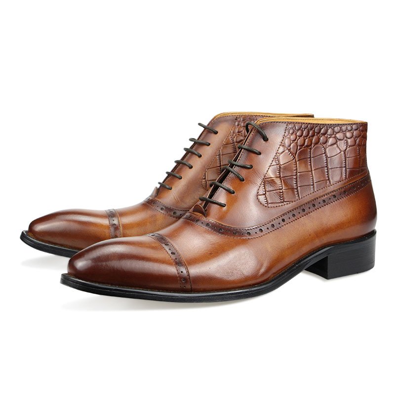 men boots shoes leather male Ankle Lace-up Mens Shoes Casual Motorcycle Boot pointed boots for men