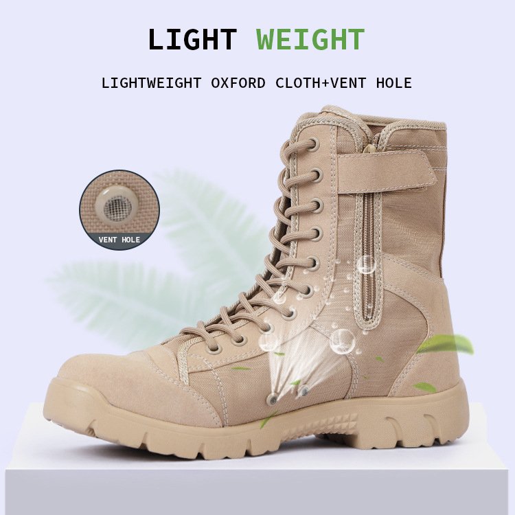 OBSHORSE Spring Summer High Top Tactical Boots Shoes Outdoor Hiking Tactical Shoes