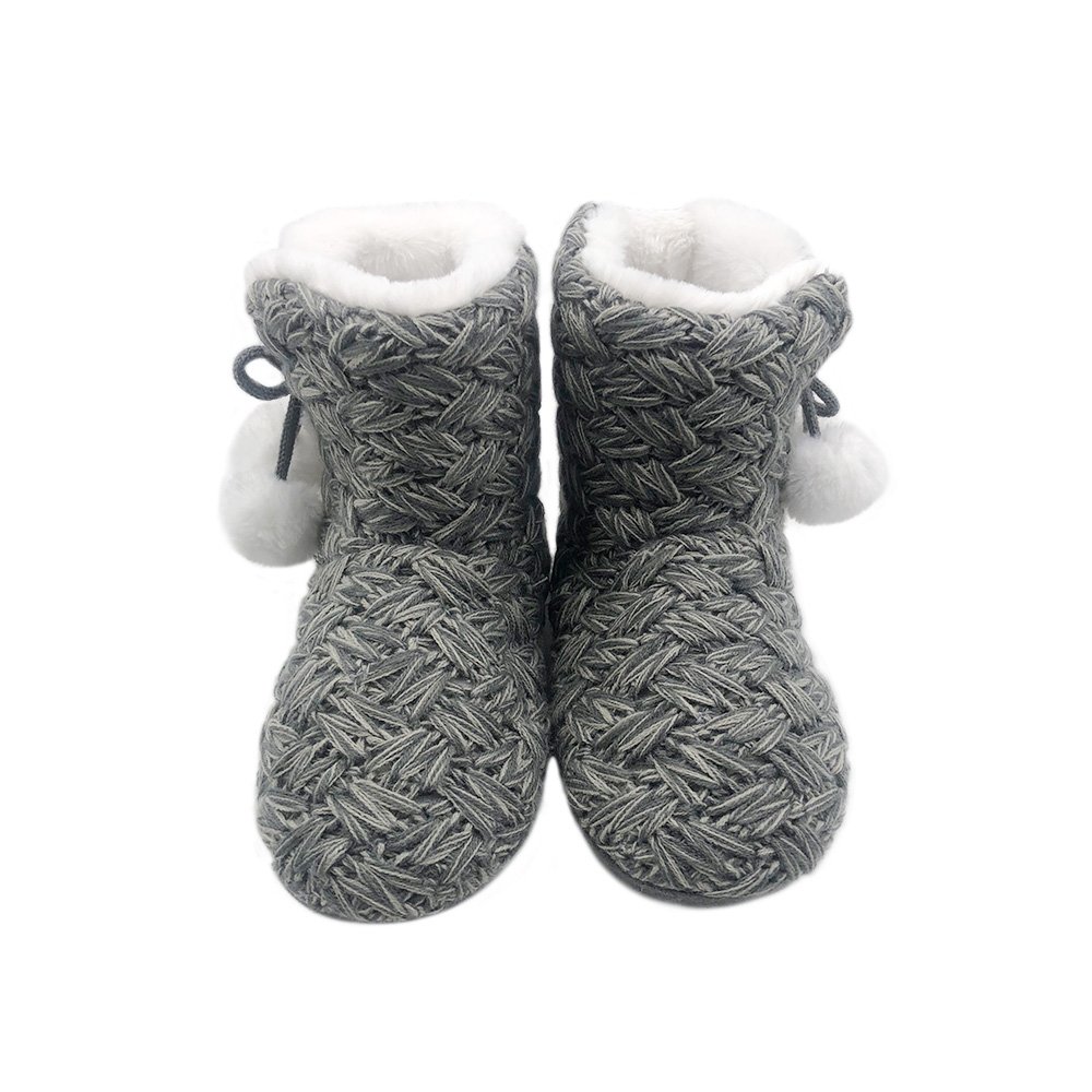 Women Home Use Bedroom Slippers Knit Boots with Pompom Indoor Customized HCG Ladies Winter Shoes ladies boots