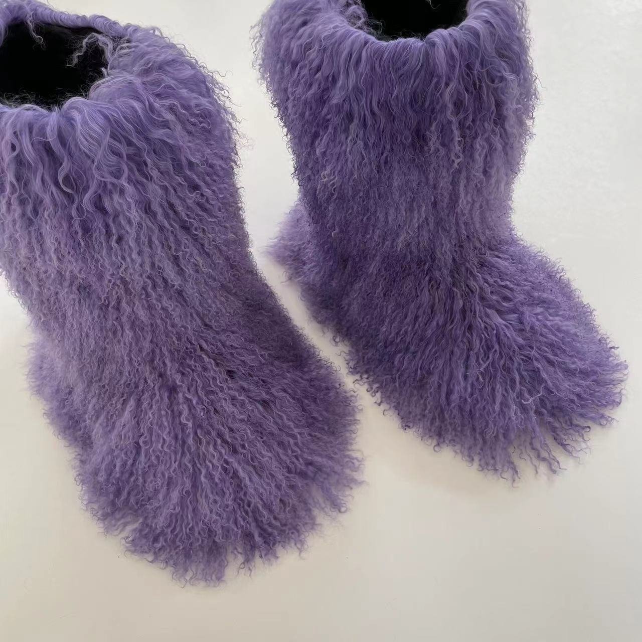 new design Lambskin fur Fashion boots women shoes curly fur women's boots winter Mongolian Sheepskin fur snow boots for women