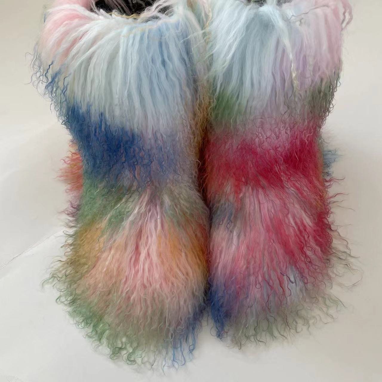new design Lambskin fur Fashion boots women shoes curly fur women's boots winter Mongolian Sheepskin fur snow boots for women