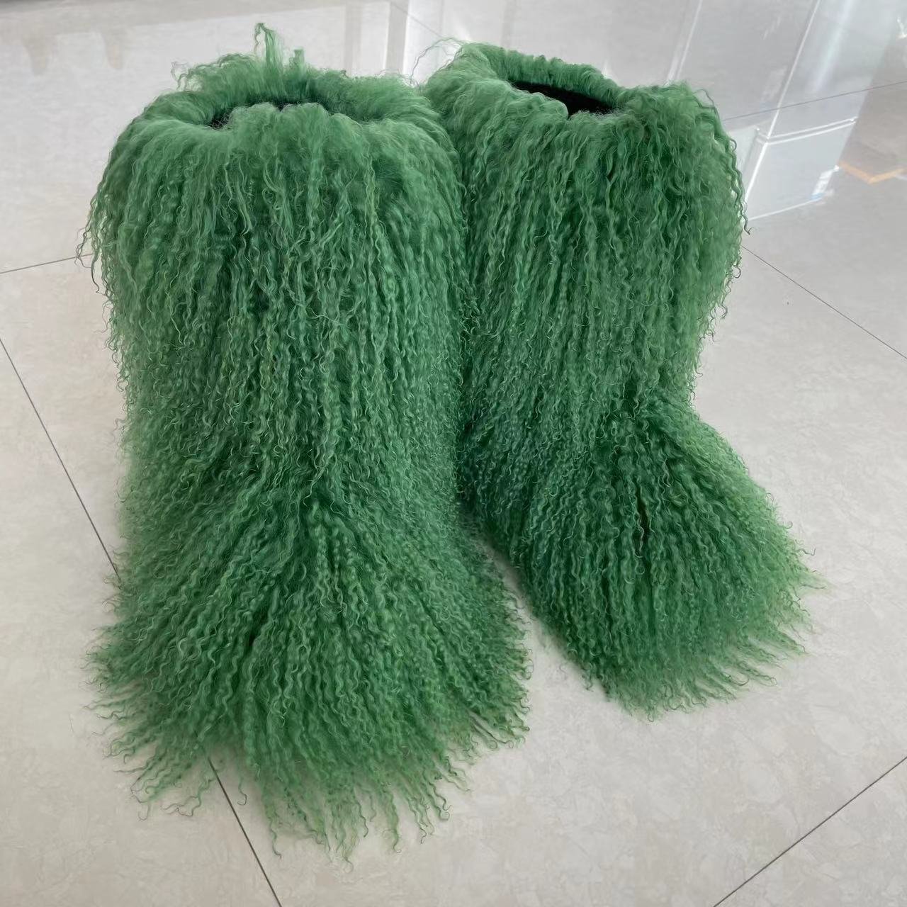 new design Lambskin fur Fashion boots women shoes curly fur women's boots winter Mongolian Sheepskin fur snow boots for women