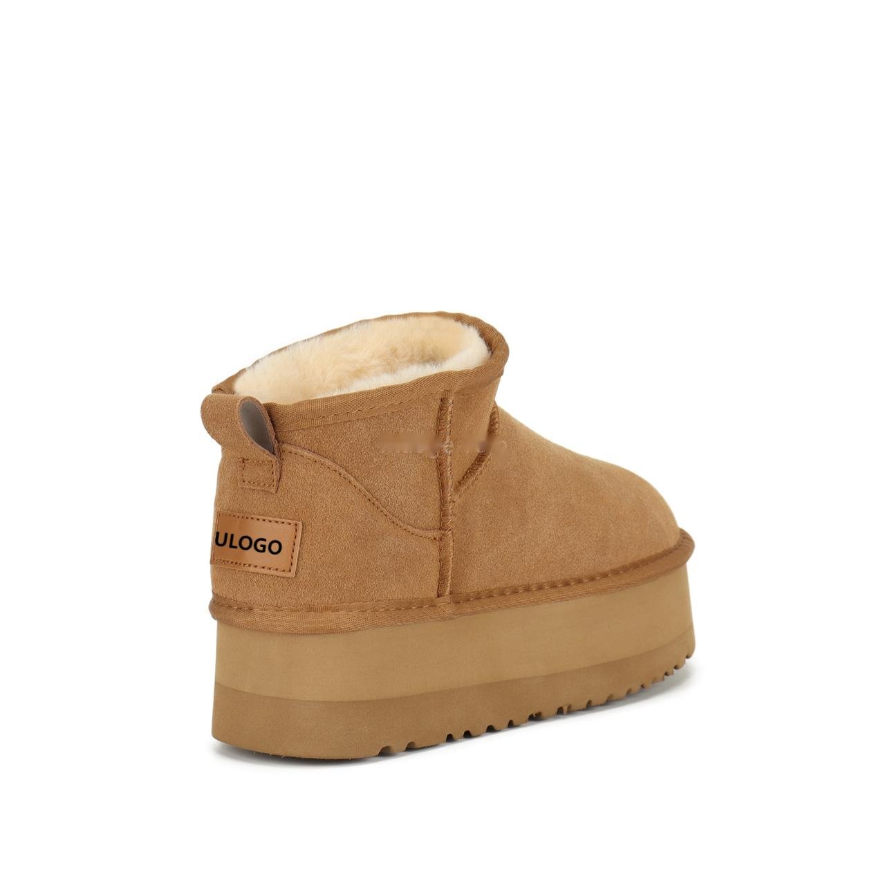 QY918 2024 Custom wholesale Ugly boots original winter wool sheepskin women's platform snow boots