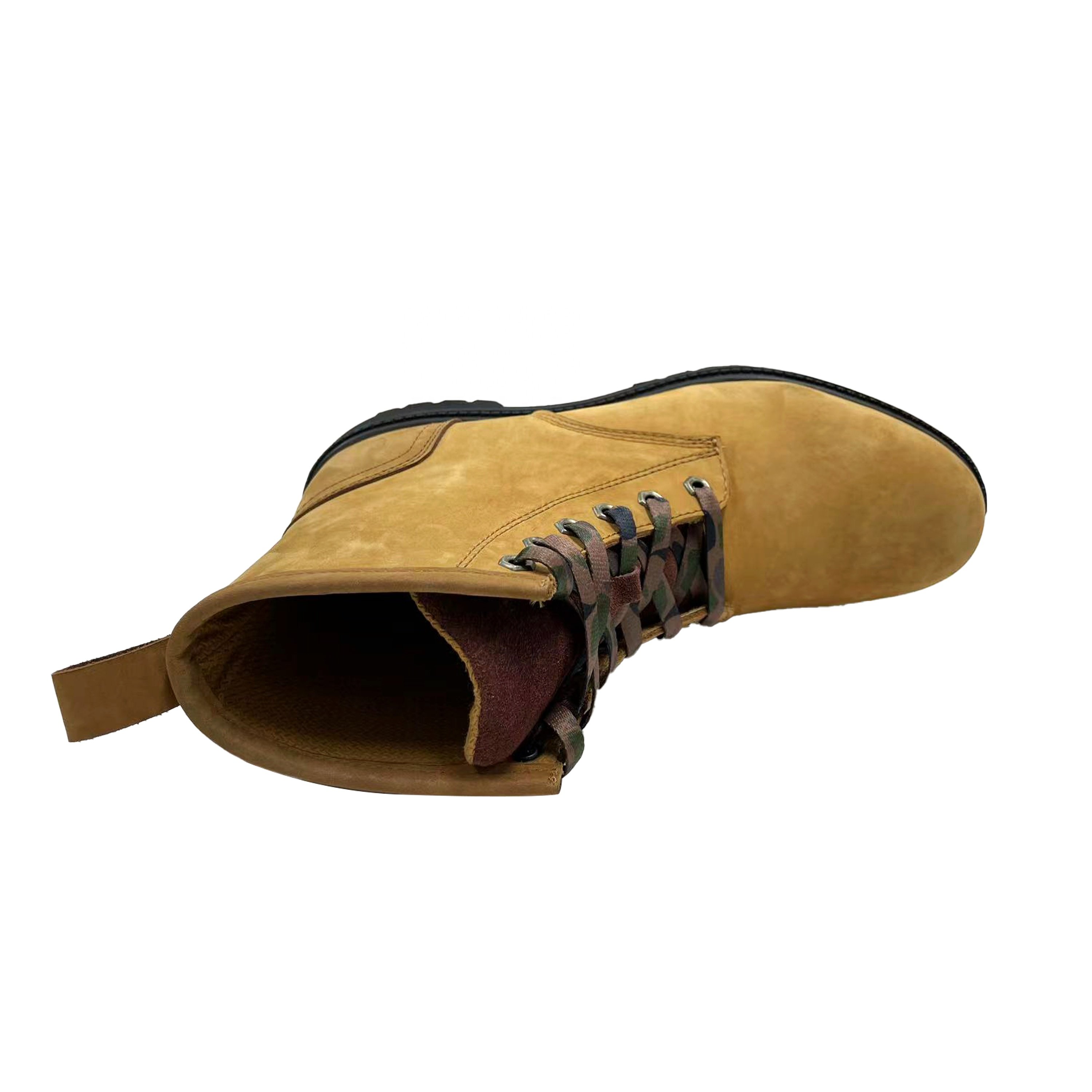 2022 outdoor 6 Inch Premium Round Toe Sneaker Lace Up Boots Wheat Brown Nubuck Leather Ankle Boots