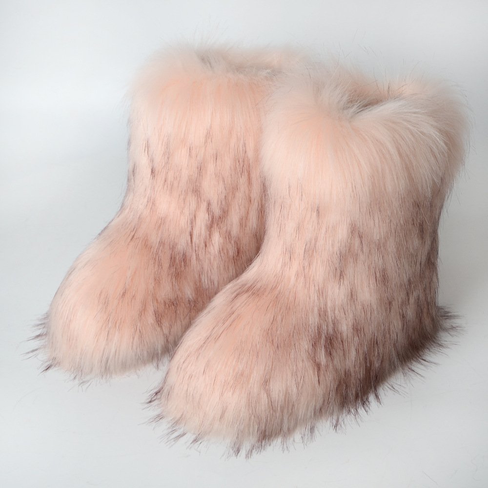 Chic Faux Fur Fluffy Snow Boots Cozy Winter Slip-Resistant for Cold Weather and Outdoor Activities