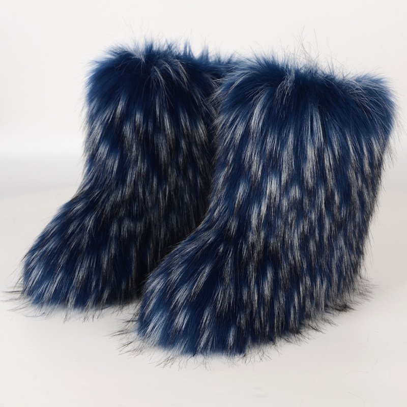 Chic Faux Fur Fluffy Snow Boots Cozy Winter Slip-Resistant for Cold Weather and Outdoor Activities
