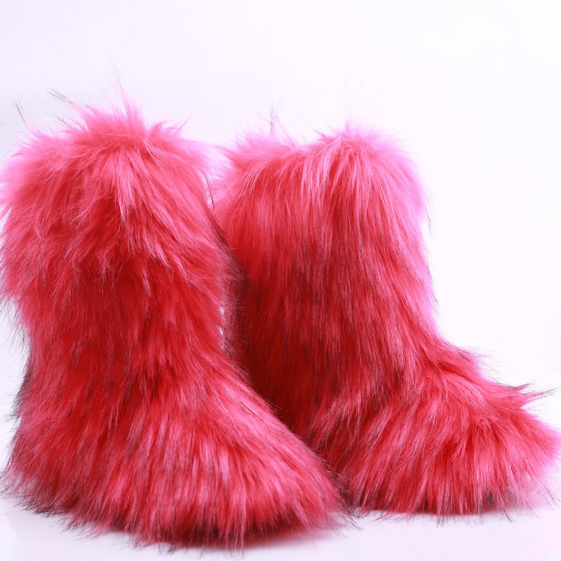 wholesale fake raccoon fur botas mujer for women 2024 ladies winter faux fur boots