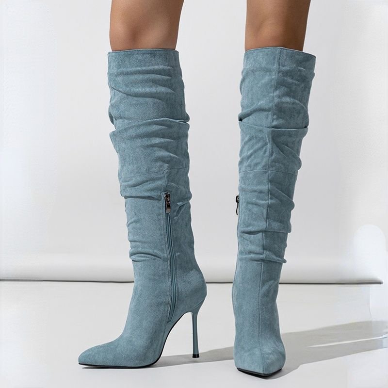 Botine Femme New Material Pointed Toe Designer Stiletto Heel Shoes Knee High Women Boots for 2024