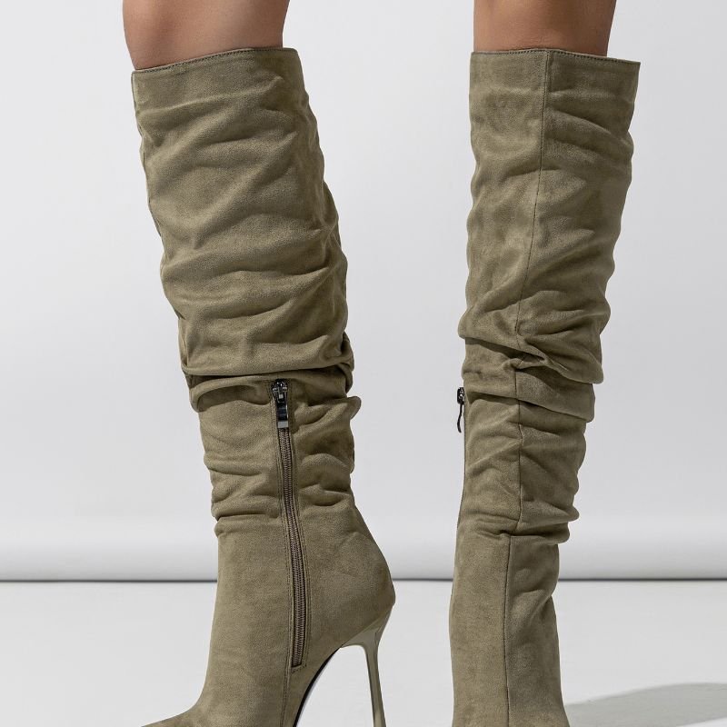 Botine Femme New Material Pointed Toe Designer Stiletto Heel Shoes Knee High Women Boots for 2024