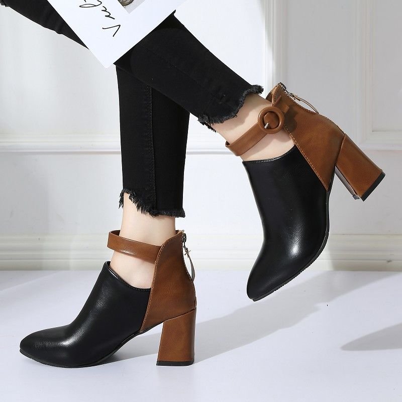 womans flat leather punk boots white platform skinny heels metallic thick sole woman boots 2023