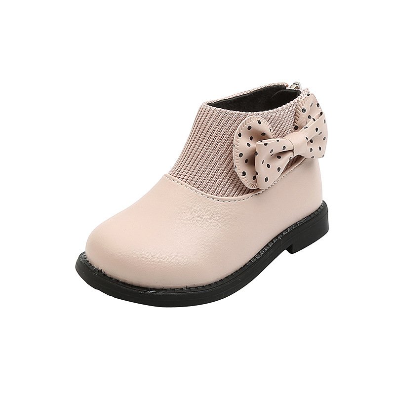 kid designer shoes Girls winter new soft-soled leather boots with flower cotton boots