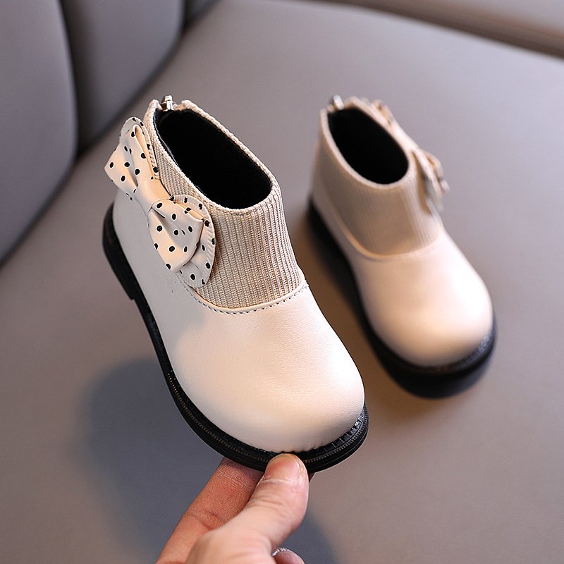 kid designer shoes Girls winter new soft-soled leather boots with flower cotton boots