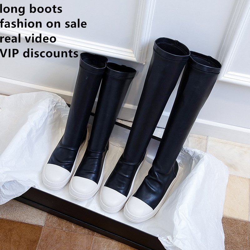 Dropshipping Chunky new thick soles High Quality Genuine Leather Model Women Motorcycle shoes Platform Lace Up boots
