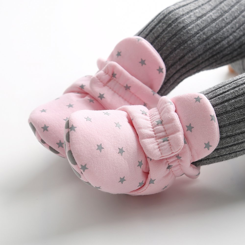 Low Moq Logo Customize Warm Cotton Fabric Stars Print 0-18 Month Baby Girl Boots Shoes Baby Booties Baby Socks Shoes