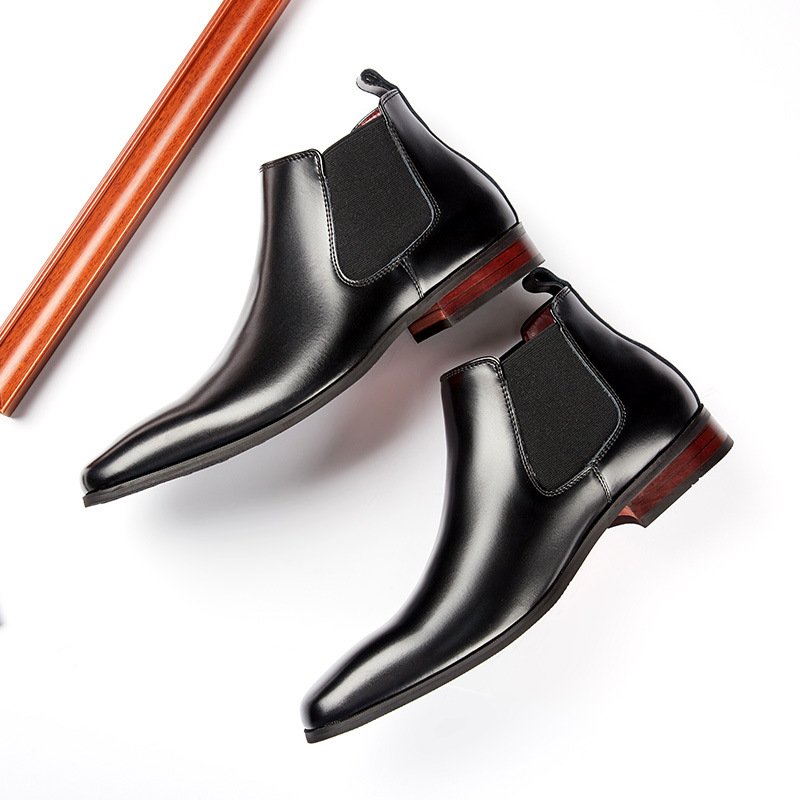 2022 Point Toe Slip On Fashion High Ankle Leather Boots Chelsea Shoes for Men