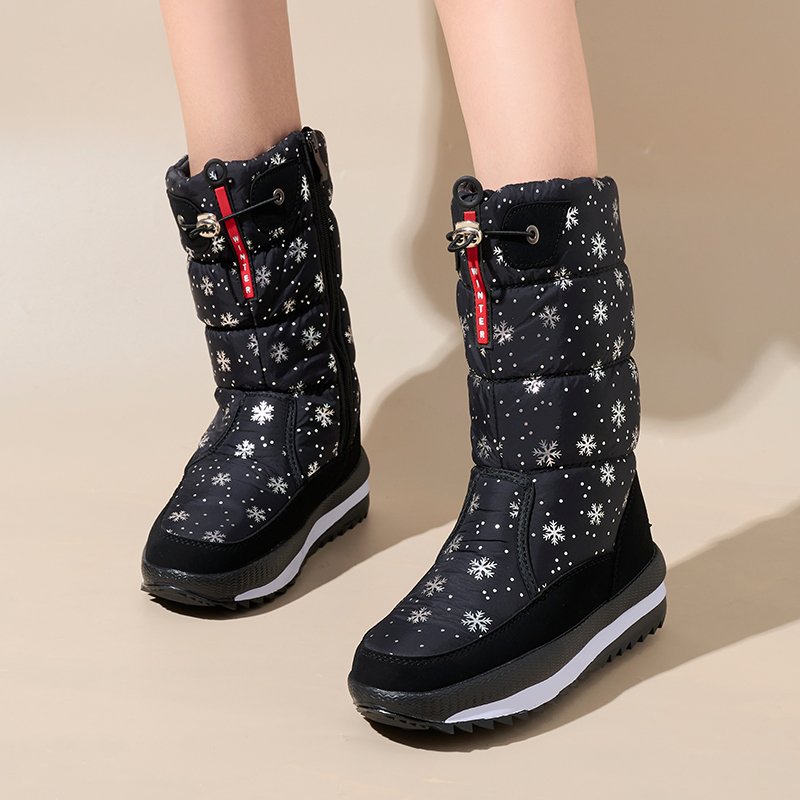Hot Sale Fashion Winter Outdoor Warm Women Winter Shoes Mid-calf Anti-slip Wear-resistant Waterproof Snow Boots
