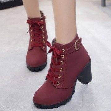 Vintage Women Winter Boots High-Heeled Women's Boots Thick-heeled Boots