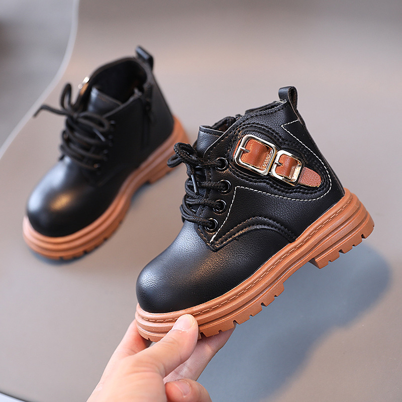 British Style Kids Boots Girls Ankle Toddler Little Baby Shoes Boys Winter Wholesale Fashion Zip Cheap Casual Children's Boots