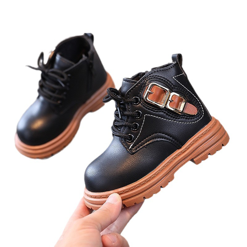 British Style Kids Boots Girls Ankle Toddler Little Baby Shoes Boys Winter Wholesale Fashion Zip Cheap Casual Children's Boots