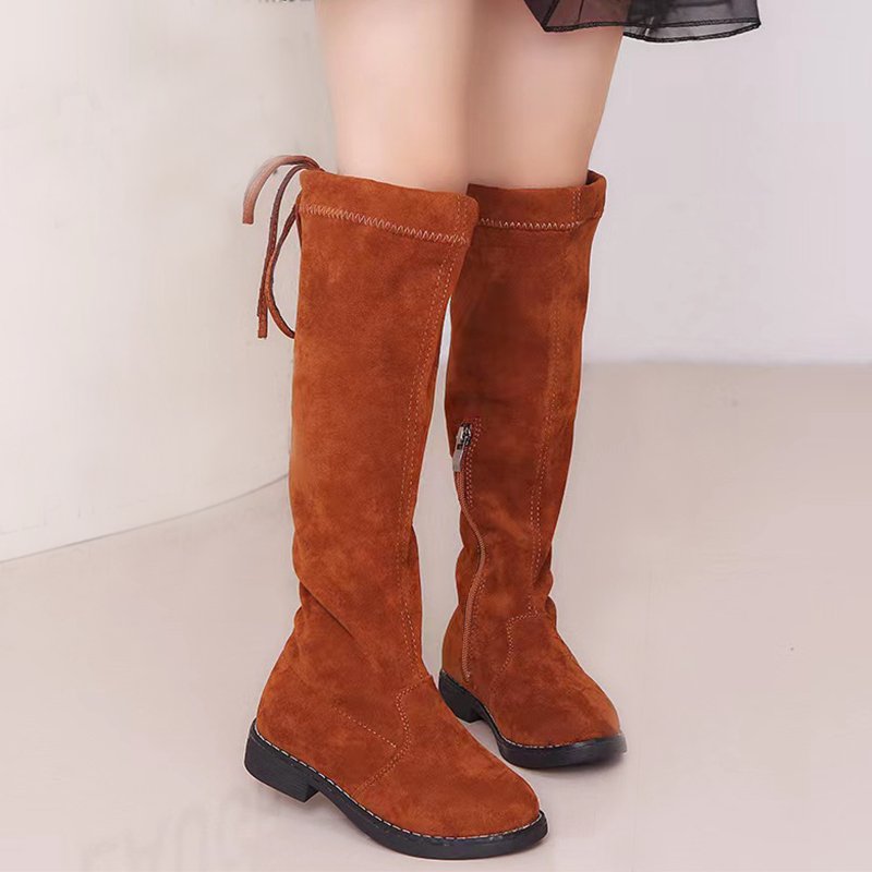 Kids Girls Hightop Boots for Girl 4-11yrs Children Long Red Heel Boots Girls Casual Shoes 2023