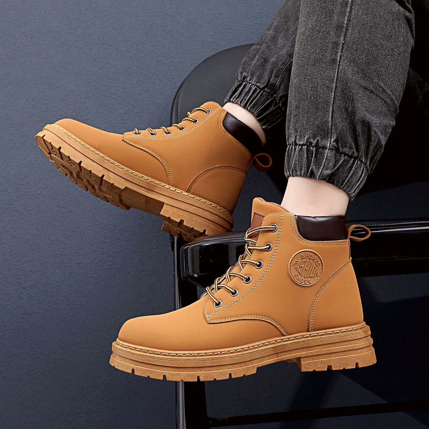 Men's and women's short boots fall and winter new England hundred biker Martin boots rhubarb boots