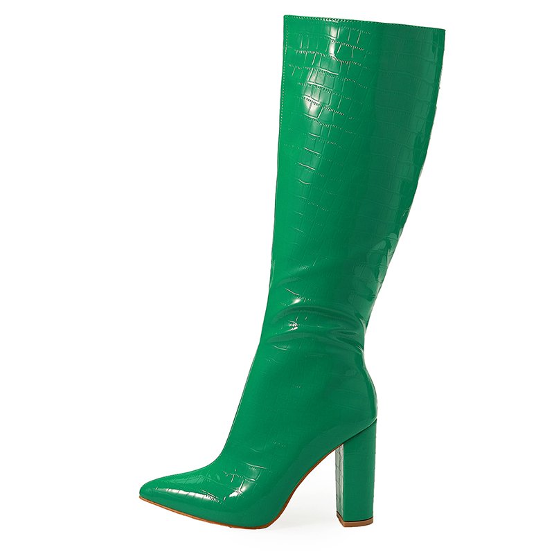 2022 T-stage hot style winter European and American pointed toe thick heel side zipper ankle boots plus size ankle boots