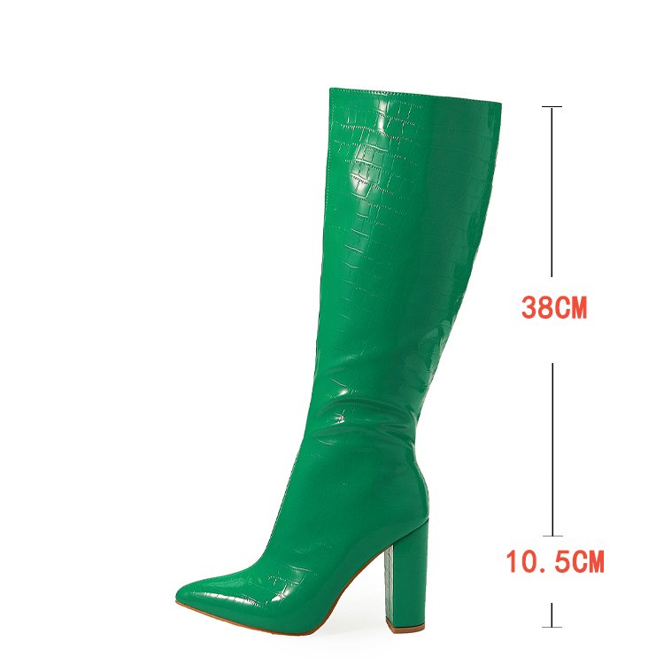 2022 T-stage hot style winter European and American pointed toe thick heel side zipper ankle boots plus size ankle boots