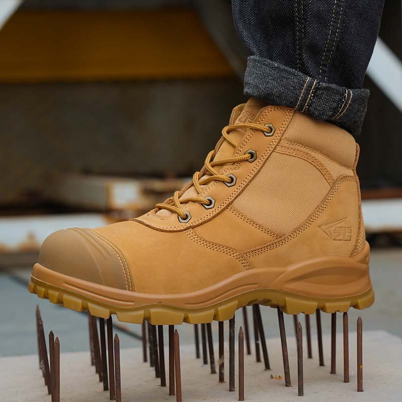 Comfortable Nubuck Leather safety boots with Zip Miner Australia Men Yellow Safety Work Shoes Boots,steel toe work footwear