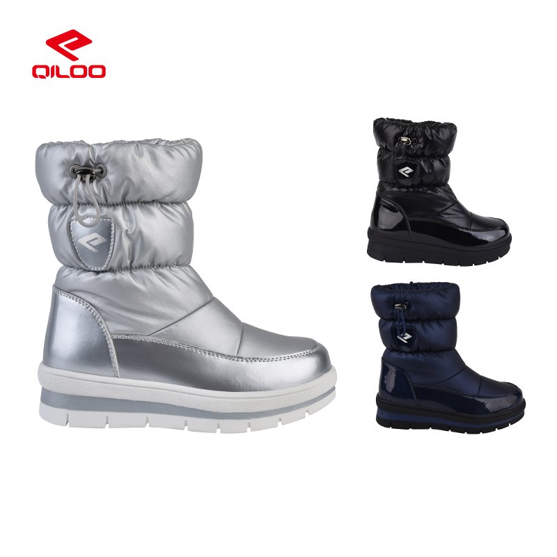 QILOO Kids Winter Wool Lined Snow Boots Waterproof High Top for Boys Girls Ankle Height Non slip Rubber Insole Walking Hiking