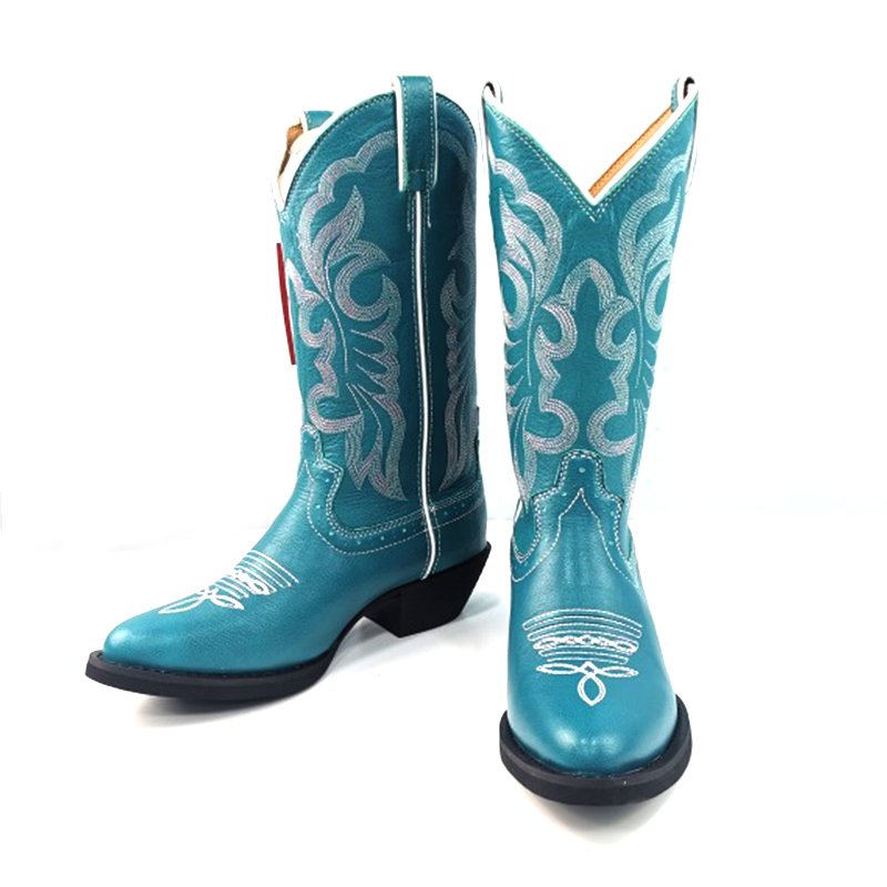 Red Women Booties Ankle Cowgirl Western Boots Stitched Embroidered Pointed Toe Short Chunky Classic Cowboy Boots