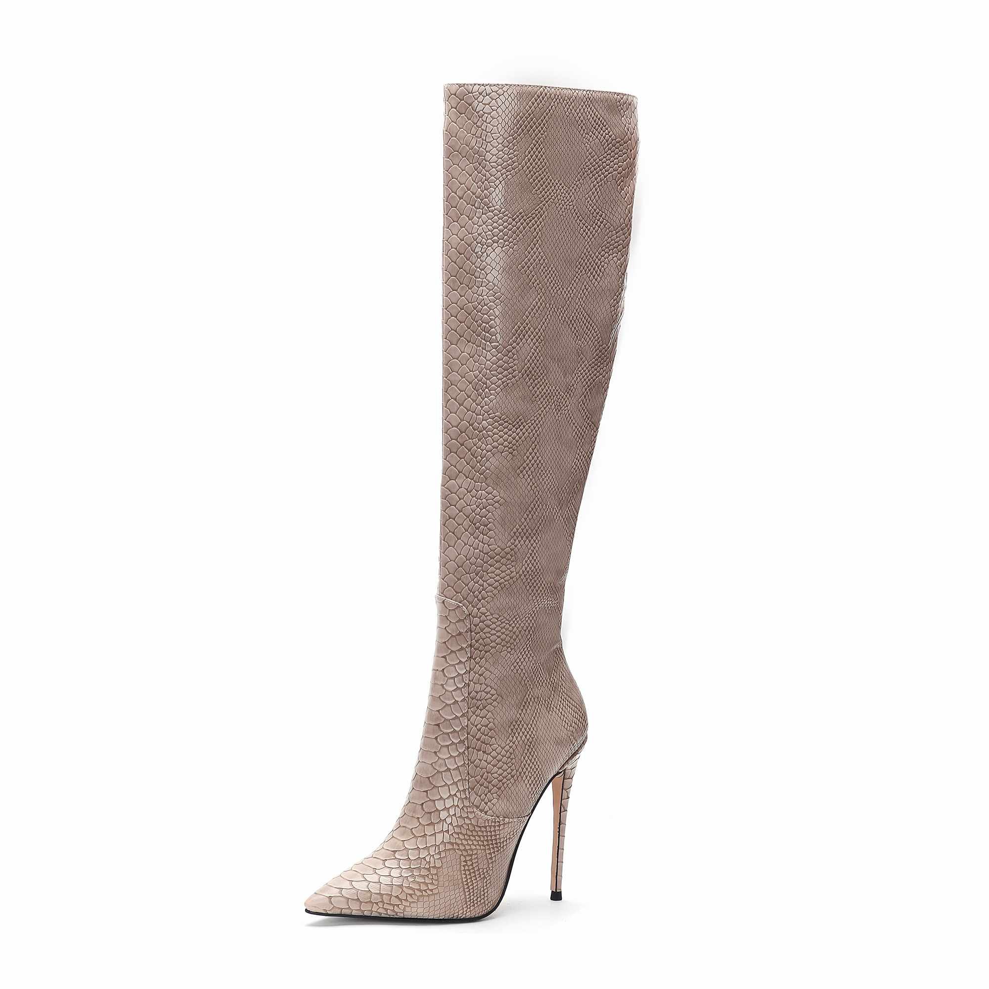 Boots Women Shoes 2024 New Fashion Faux Leather Women Shoes High Heel Long Boots Ladies Shoes