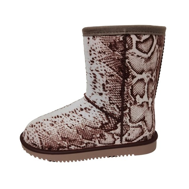 Fashion High Quality Women's Winter Warm Non-Slip Flat snake skin print Snow Boots