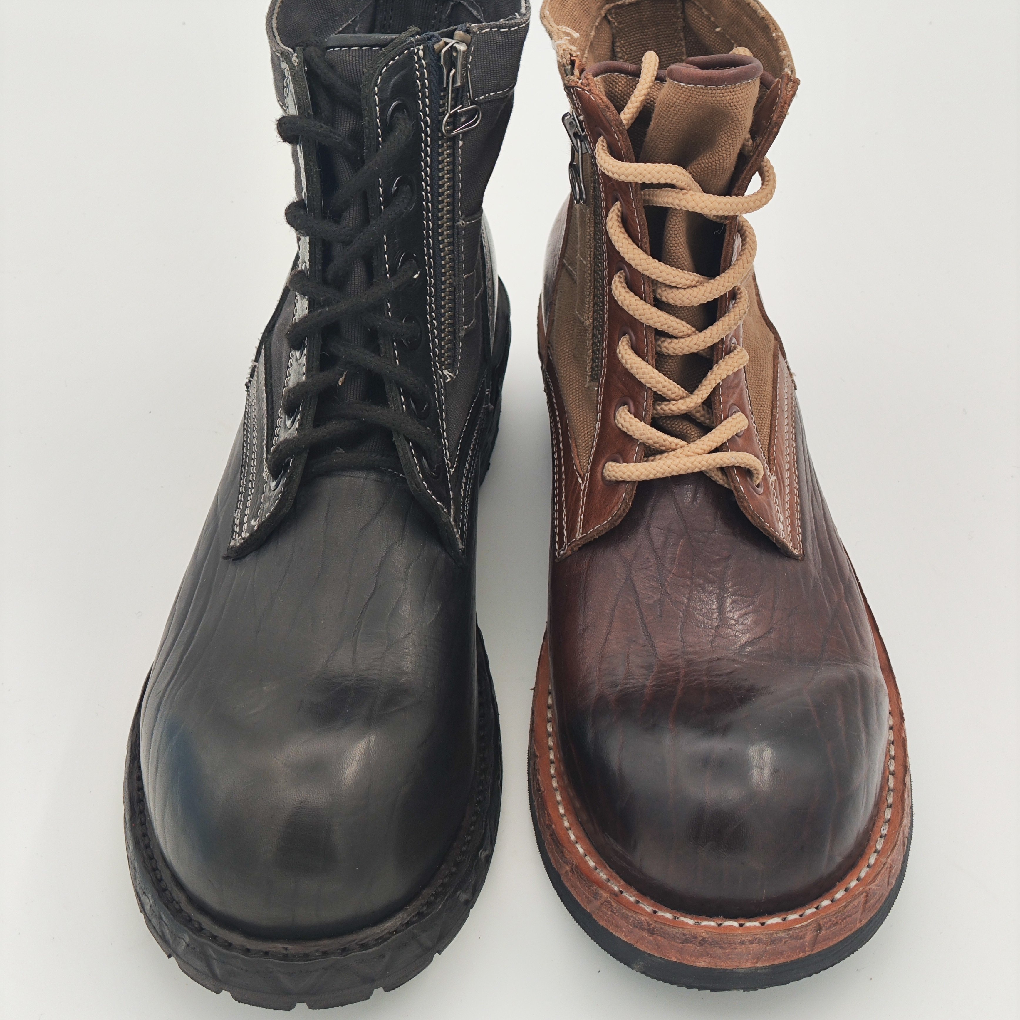 Fashion Retro Black Cowhide Leather Paratrooper Boots with Breathable Rubber Sole Waterproof Shoes for Winter Spring Summer