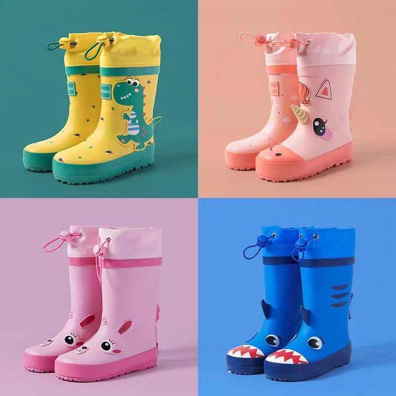 Wholesale Baby Gumboots Waterproof Toddler Girl Rain Shoes Children's Rubber Boots with Cuffs