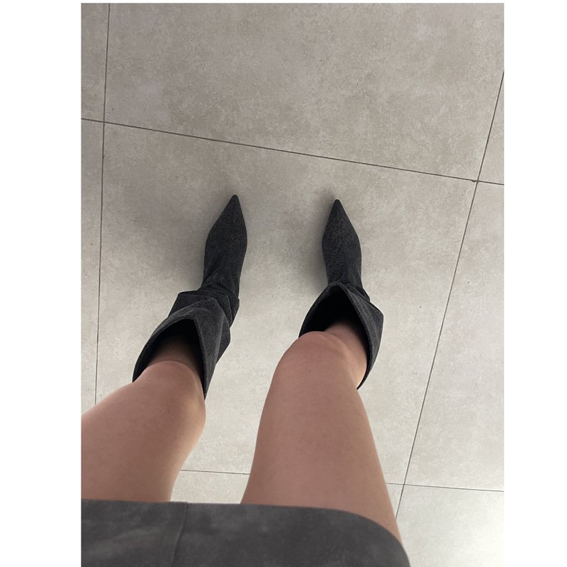 2023 Cowboy Boots Female High Long Boots Flat Bottom boots women shoes knee-high